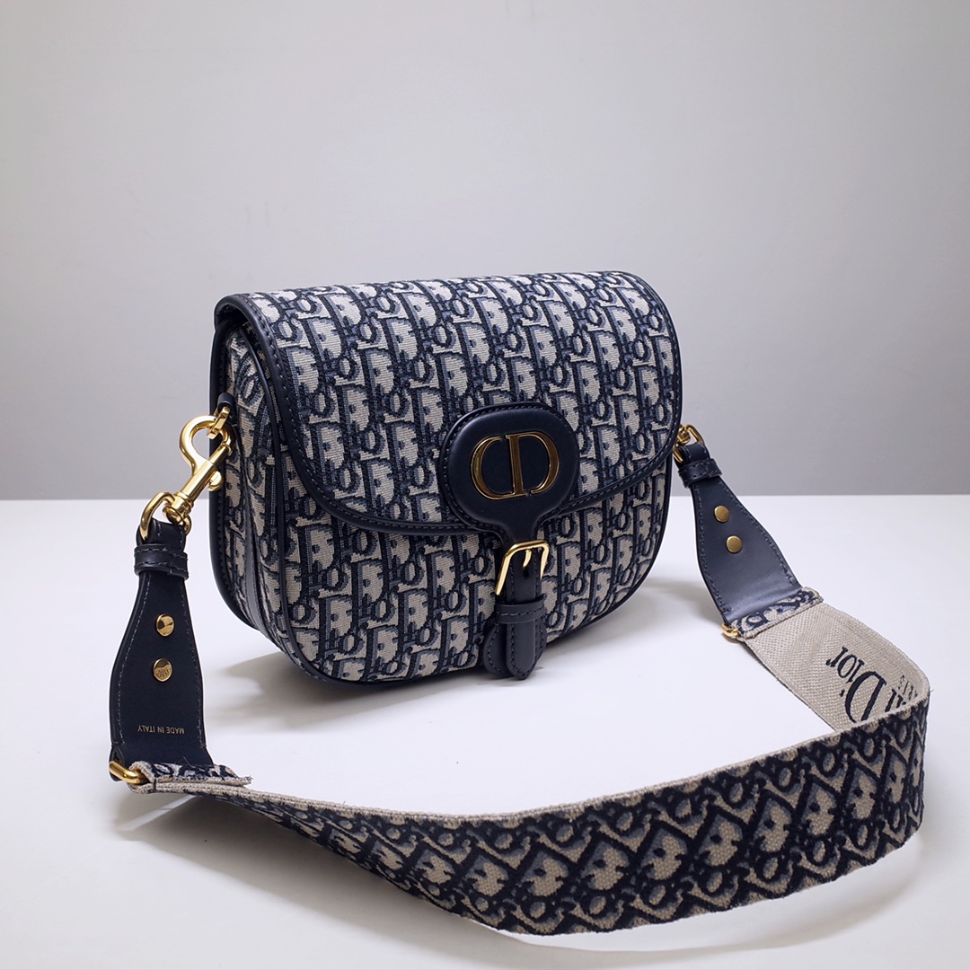 Large Dior Bobby Bag Blue Dior Oblique Jacquard